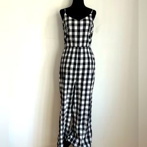 Madewell wide leg gingham jumpsuit